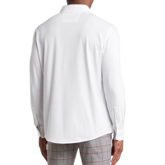 New  ~ TR PREMIUM ~ Solid Tailored Fit Stretch Knit Dress Shirt Size M Ret $69 - Picture 3 of 7